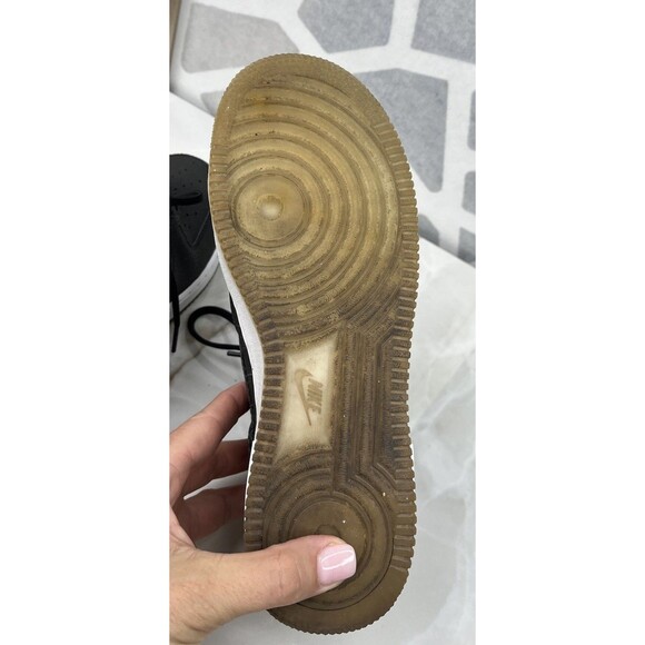 Nike Women Sz 7.5 AIR FORCE 1 ‘07 PRM’ BLACK PURE PLATINUM Leather Sneakers Shoe - Picture 10 of 10